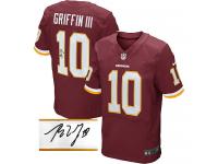 Men Nike NFL Washington Redskins #10 Robert Griffin III Authentic Elite Home Burgundy Red Autographed Jersey