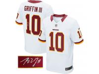 Men Nike NFL Washington Redskins #10 Robert Griffin III Authentic Elite Road White Autographed Jersey