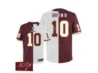 Men Nike NFL Washington Redskins #10 Robert Griffin III Authentic Elite TeamRoad Two Tone Autographed Jersey