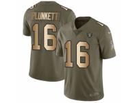 Men Nike Oakland Raiders #16 Jim Plunkett Limited Olive/Gold 2017 Salute to Service NFL Jersey