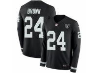 Men Nike Oakland Raiders #24 Willie Brown Limited Black Therma Long Sleeve NFL Jersey