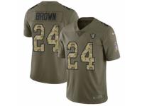 Men Nike Oakland Raiders #24 Willie Brown Limited Olive/Camo 2017 Salute to Service NFL Jersey