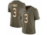 Men Nike Oakland Raiders #3 E. J. Manuel Limited Olive/Gold 2017 Salute to Service NFL Jersey