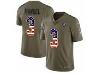 Men Nike Oakland Raiders #3 E. J. Manuel Limited Olive/USA Flag 2017 Salute to Service NFL Jersey