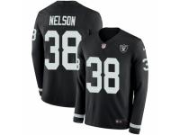 Men Nike Oakland Raiders #38 Nick Nelson Limited Black Therma Long Sleeve NFL Jersey