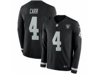 Men Nike Oakland Raiders #4 Derek Carr Limited Black Therma Long Sleeve NFL Jersey