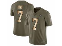 Men Nike Oakland Raiders #7 Marquette King Limited Olive/Gold 2017 Salute to Service NFL Jersey