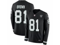 Men Nike Oakland Raiders #81 Tim Brown Limited Black Therma Long Sleeve NFL Jersey