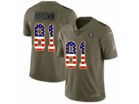 Men Nike Oakland Raiders #81 Tim Brown Limited Olive/USA Flag 2017 Salute to Service NFL Jersey