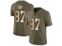Men Nike Oakland Raiders #87 Jared Cook Limited Olive/Gold 2017 Salute to Service NFL Jersey