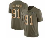 Men Nike Oakland Raiders #91 Shilique Calhoun Limited Olive/Gold 2017 Salute to Service NFL Jersey