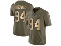 Men Nike Oakland Raiders #94 Eddie Vanderdoes Limited Olive/Gold 2017 Salute to Service NFL Jersey