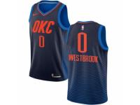 Men Nike Oklahoma City Thunder #0 Russell Westbrook  Navy Blue NBA Jersey Statement Edition