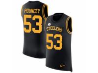 Men Nike Pittsburgh Steelers #53 Maurkice Pouncey Limited Black Rush Player Name & Number Tank Top NFL Jersey