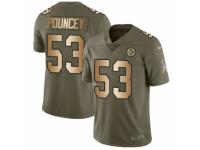 Men Nike Pittsburgh Steelers #53 Maurkice Pouncey Limited Olive/Gold 2017 Salute to Service NFL Jersey