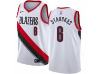 Men Nike Portland Trail Blazers #6 Nik Stauskas White NBA Jersey - Association Edition