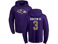 Men Nike Robert Griffin III Purple Name & Number Logo - NFL Baltimore Ravens #3 Pullover Hoodie