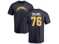 Men Nike Russell Okung Navy Blue Name & Number Logo - NFL Los Angeles Chargers #76 T-Shirt