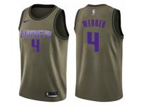 Men Nike Sacramento Kings #4 Chris Webber Swingman Green Salute to Service NBA Jersey