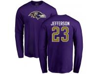 Men Nike Tony Jefferson Purple Name & Number Logo - NFL Baltimore Ravens #23 Long Sleeve T-Shirt