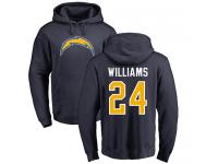 Men Nike Trevor Williams Navy Blue Name & Number Logo - NFL Los Angeles Chargers #24 Pullover Hoodie