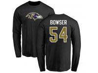 Men Nike Tyus Bowser Black Name & Number Logo - NFL Baltimore Ravens #54 Long Sleeve T-Shirt