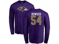 Men Nike Tyus Bowser Purple Name & Number Logo - NFL Baltimore Ravens #54 Long Sleeve T-Shirt