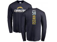 Men Nike Uchenna Nwosu Navy Blue Backer - NFL Los Angeles Chargers #58 Long Sleeve T-Shirt