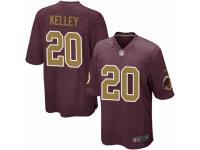Men Nike Washington Redskins #20 Rob Kelley Game Burgundy Red-Gold Number Alternate 80TH Anniversary NFL Jersey
