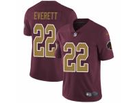 Men Nike Washington Redskins #22 Deshazor Everett Burgundy Red-Gold Number Alternate 80TH Anniversary Vapor Untouchable Limited Player NFL Jersey