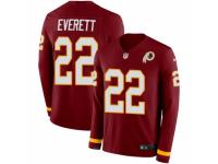 Men Nike Washington Redskins #22 Deshazor Everett Limited Burgundy Therma Long Sleeve NFL Jersey