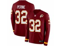 Men Nike Washington Redskins #32 Samaje Perine Limited Burgundy Therma Long Sleeve NFL Jersey