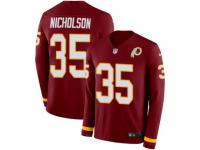 Men Nike Washington Redskins #35 Montae Nicholson Limited Burgundy Therma Long Sleeve NFL Jersey