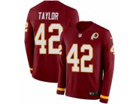 Men Nike Washington Redskins #42 Charley Taylor Limited Burgundy Therma Long Sleeve NFL Jersey