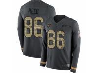 Men Nike Washington Redskins #86 Jordan Reed Limited Black Salute to Service Therma Long Sleeve NFL Jersey