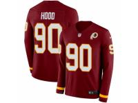 Men Nike Washington Redskins #90 Ziggy Hood Limited Burgundy Therma Long Sleeve NFL Jersey