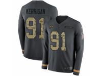 Men Nike Washington Redskins #91 Ryan Kerrigan Limited Black Salute to Service Therma Long Sleeve NFL Jersey