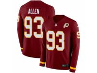 Men Nike Washington Redskins #93 Jonathan Allen Limited Burgundy Therma Long Sleeve NFL Jersey