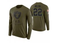 Men Oakland Raiders #22 Rashaan Melvin 2018 Salute to Service Long Sleeve Olive T-Shirt