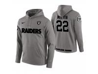 Men Oakland Raiders #22 Rashaan Melvin Gray Circuit Wordmark Pullover Hoodie