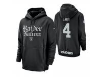 Men Oakland Raiders #4 Derek Carr Black Sideline Local Lockup Pullover Hoodie