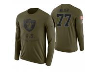 Men Oakland Raiders #77 Kolton Miller 2018 Salute to Service Long Sleeve Olive T-Shirt