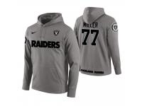 Men Oakland Raiders #77 Kolton Miller Gray Circuit Wordmark Pullover Hoodie