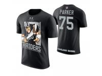 Men Oakland Raiders Brandon Parker #75 Black Cartoon And Comic Artistic Painting T-Shirt