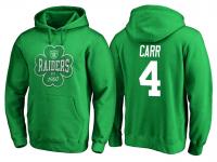 Men Oakland Raiders Derek Carr #4 Kelly Green St. Patrick Day Emerald Isle Pullover Hoodie