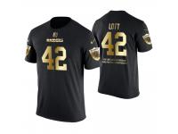 Men Oakland Raiders Ronnie Lott #42 Metall Dark Golden Special Limited Edition Retired Player With Message T-Shirt