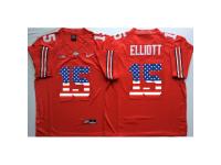 Men Ohio State Buckeyes #15 Ezekiel Elliott Red USA Flag College Football Jersey