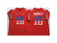 Men Ohio State Buckeyes #16 J.T. Barrett Red USA Flag College Football Jersey