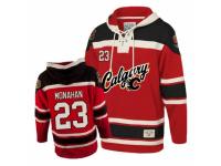 Men Old Time Hockey Calgary Flames #23 Sean Monahan Premier Red Sawyer Hooded Sweatshirt