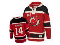 Men Old Time Hockey New Jersey Devils #14 Adam Henrique Premier Red Sawyer Hooded Sweatshirt